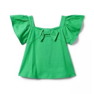 Janie and Jack Girls The Flutter Sleeve Top Short Sleeve Kelly Green size 10